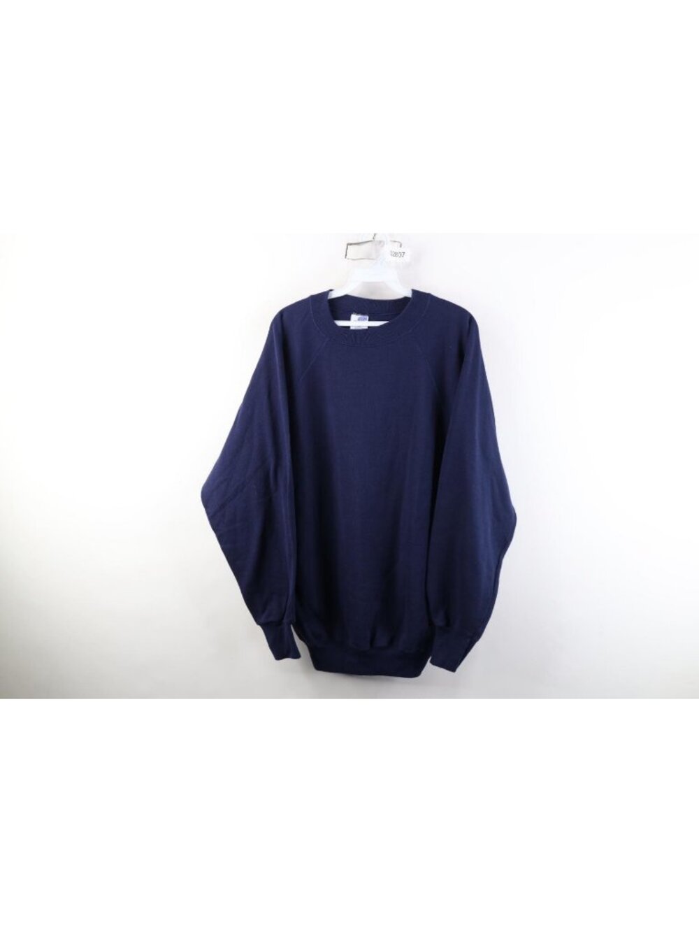 Vtg 80s 90s Streetwear Mens XL Faded Blank Raglan Crewneck Sweatshirt Blue USA